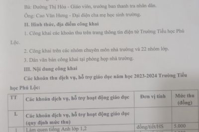 Biên bản niêm yết công khai các khoản thu dầu năm học 2023 – 2024